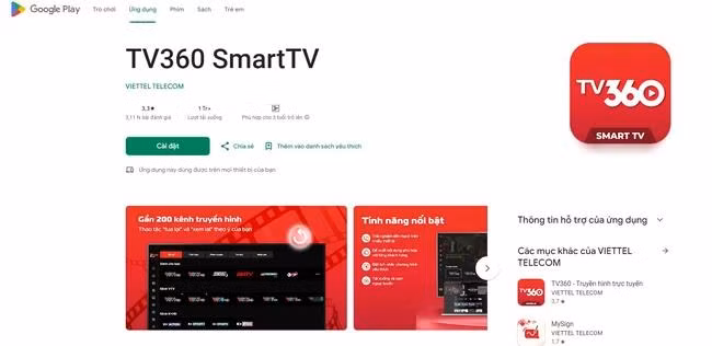 Độc giả cần tải app TV360 cho Smart TV