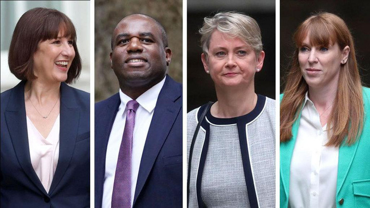 Từ trái sang: Bộ trưởng Tài chính Rachel Reeves, Ngoại trưởng David Lammy, Bộ trưởng Nội vụ Yvette Cooper, Phó thủ tướng Angela Rayner - Ảnh: BBC Từ trái sang: Bộ trưởng Tài chính Rachel Reeves, Ngoại trưởng David Lammy, Bộ trưởng Nội vụ Yvette Cooper, Phó thủ tướng Angela Rayner - Ảnh: BBC