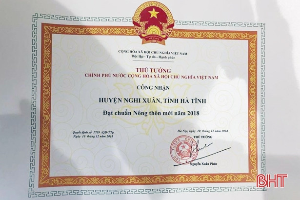 Thủ tướng công nhận huyện Nghi Xuân đạt chuẩn nông thôn mới