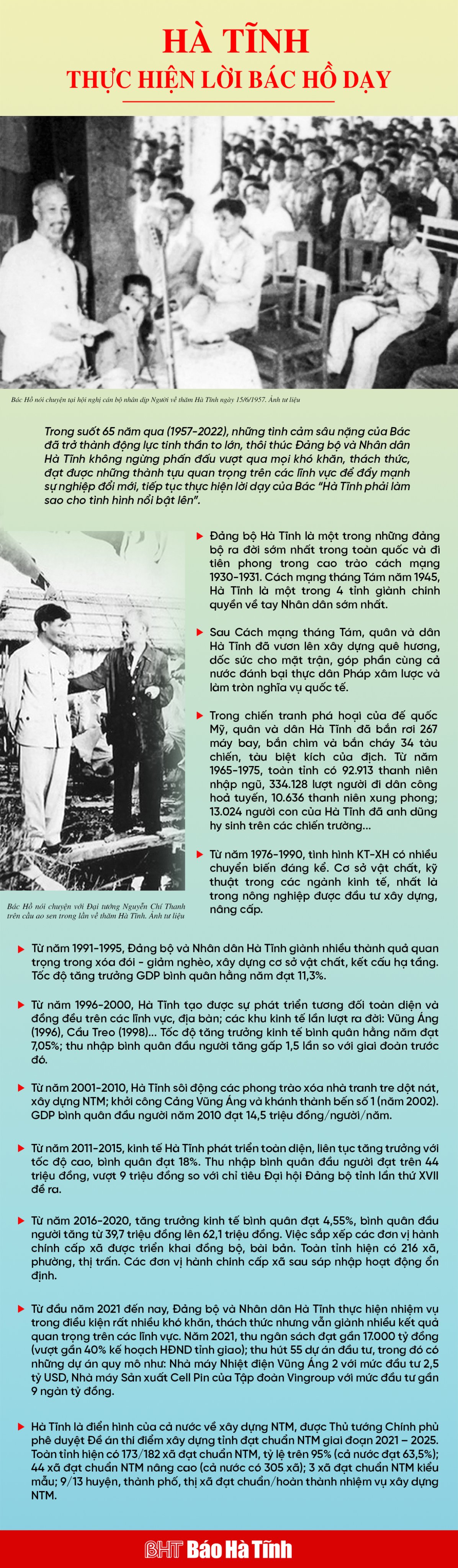Hà Tĩnh thực hiện lời Bác Hồ dạy
