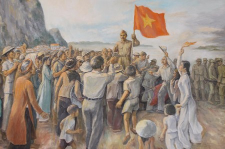 Giành chính quyền tại TX. Hòn Gai.(Tranh vẽ tại Bảo tàng Quảng Ninh).