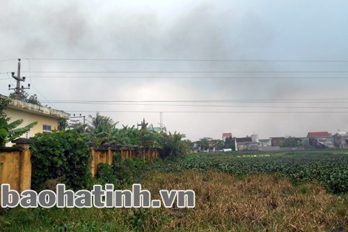 Nước thải làm nhiều diện tích nông nghiệp không sản xuất được trong khi khói từ lò đốt theo hướng gió bay vào khu dân cư