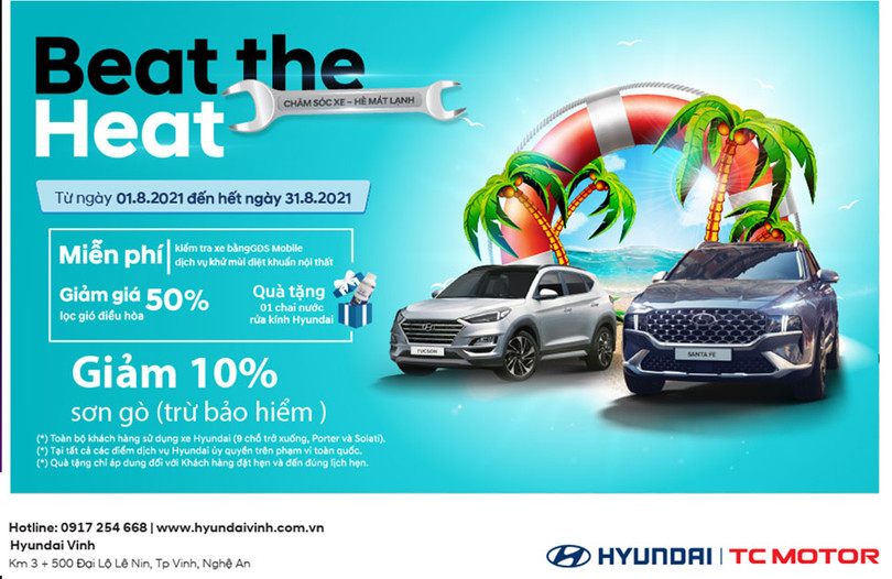 Hyundai Hà Tĩnh khuyến mại “Chăm sóc xe - hè mát lạnh”