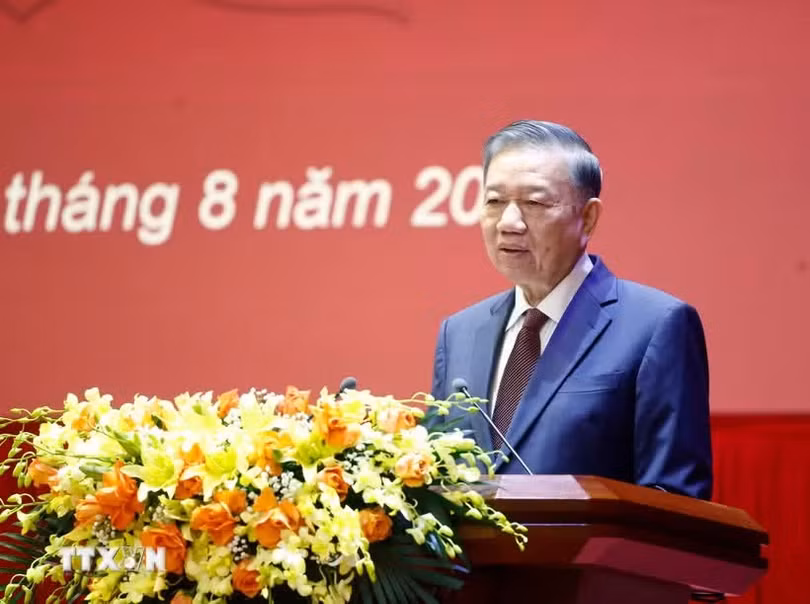 Giáo sư-Tiến sỹ Tô Lâm, Tổng Bí thư, Chủ tịch nước phát biểu chỉ đạo. (Ảnh: Thống Nhất/TTXVN)