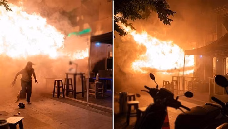 Ảnh chụp video được cho là ghi lại vụ cháy quán Rong Beer Na Lat Phrao ở quận Chatuchak của Bangkok - Ảnh: TIMES NOW/Ảnh chụp màn hình