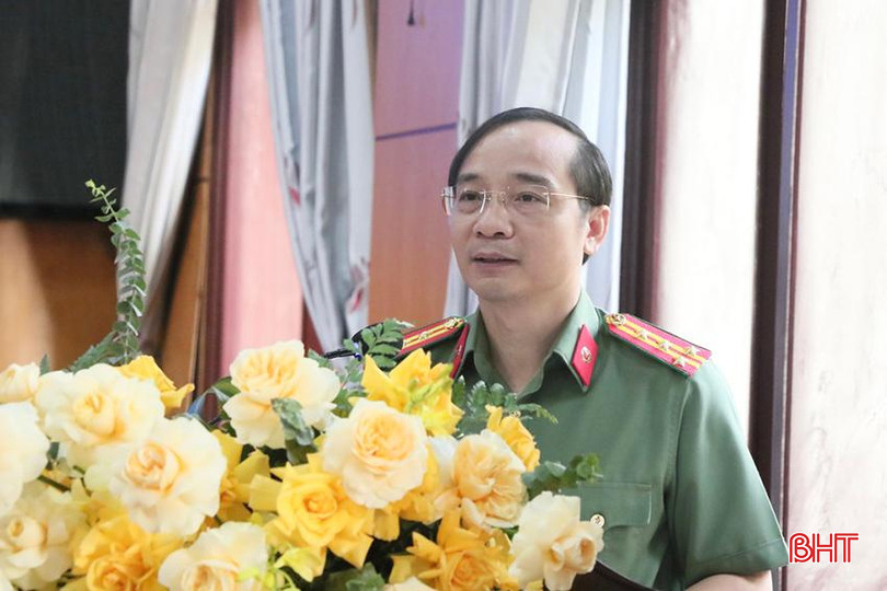 đại tá Nguyễn Xuân Thao, Giám đốc Công an tỉnh Hà Tĩnh báo cáo tình hình, kết quả thực hiện biên bản làm việc giữa công an 3 tỉnh.jpeg
