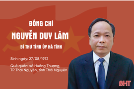 Quá trình công tác của tân Bí thư Tỉnh ủy Hà Tĩnh Nguyễn Duy Lâm