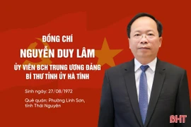 Quá trình công tác của đồng chí Nguyễn Duy Lâm - Ủy viên BCH Trung ương Đảng, Bí thư Tỉnh ủy Hà Tĩnh