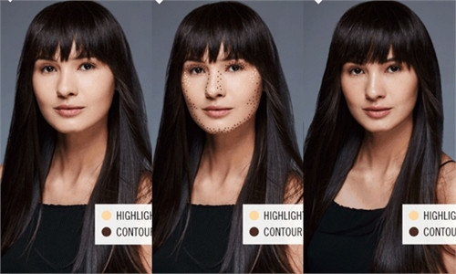 Nên tạo khối kỹ ở vùng sống mũi để khuôn mặt tròn trông nổi bật và cân đối hơn.