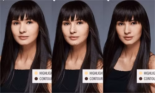 Nên tạo khối kỹ ở vùng sống mũi để khuôn mặt tròn trông nổi bật và cân đối hơn.