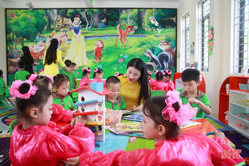 Trường Mầm non Quang Lộc được đầu tư thêm nhiều góc học tập, vui chơi sáng tạo.