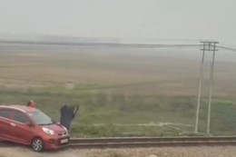 Khoảnh khắc lái tàu phanh gấp cứu ô tô mắc kẹt trên đường ray