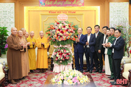 Ban Trị sự Giáo hội Phật giáo tỉnh chúc Tết Đảng bộ và Nhân dân Hà Tĩnh