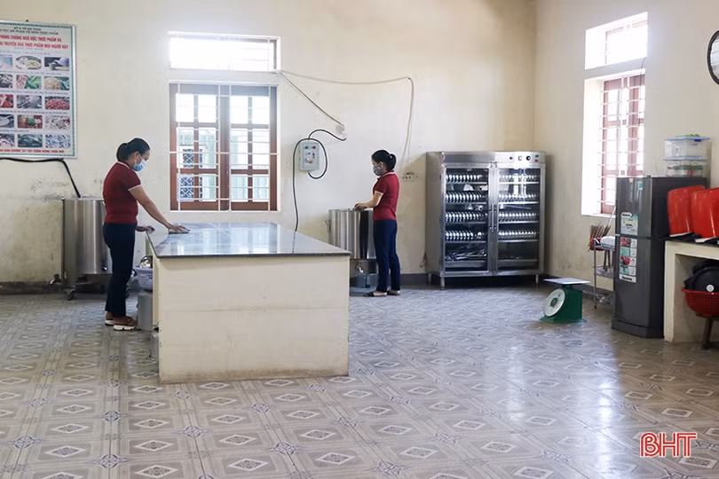 Các trường tiểu học, mầm non ở Hà Tĩnh tích cực chuẩn bị tổ chức bán trú
