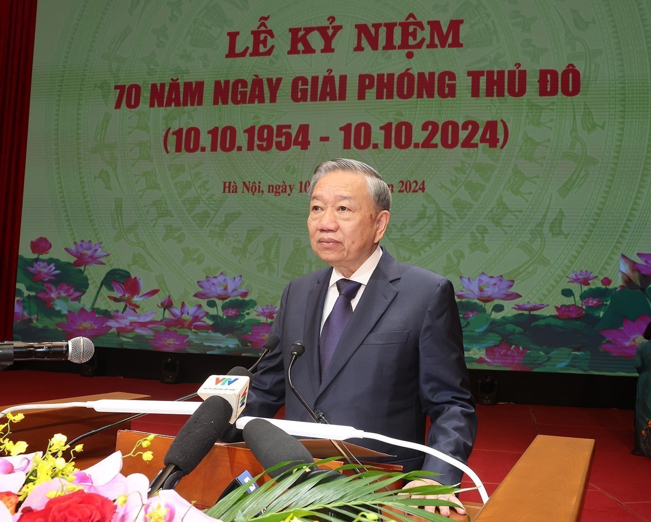 Tổng Bí thư, Chủ tịch nước Tô Lâm đọc Diễn văn Kỷ niệm 70 năm Ngày Giải phóng Thủ đô. Ảnh: Trí Dũng – TTXVN