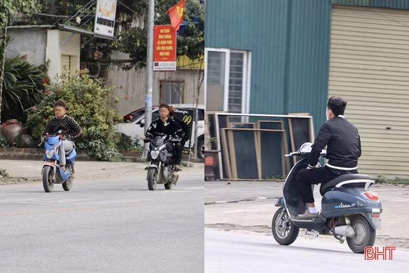 Vô tư “kẹp ba”, đầu trần điều khiển xe máy du xuân