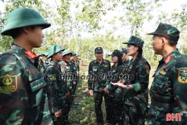 Trung đoàn 841 diễn tập thực hành tiếp nhận quân nhân dự bị qua trạm