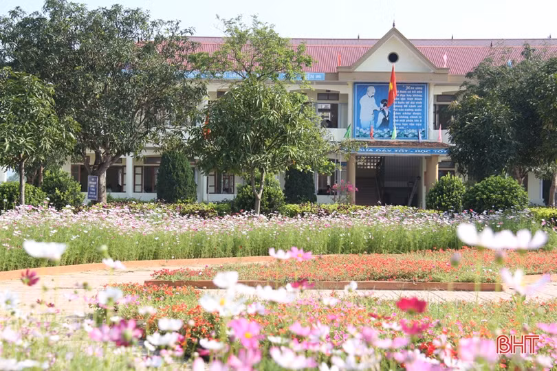 Khu vườn trường rực rỡ sắc hoa ở Hà Tĩnh