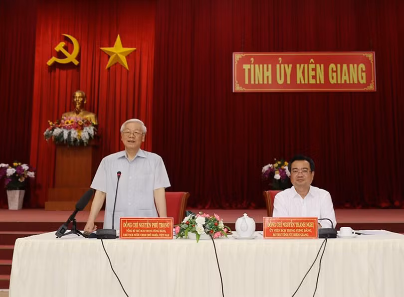 Hình ảnh Tổng Bí thư, Chủ tịch nước làm việc ở Kiên Giang