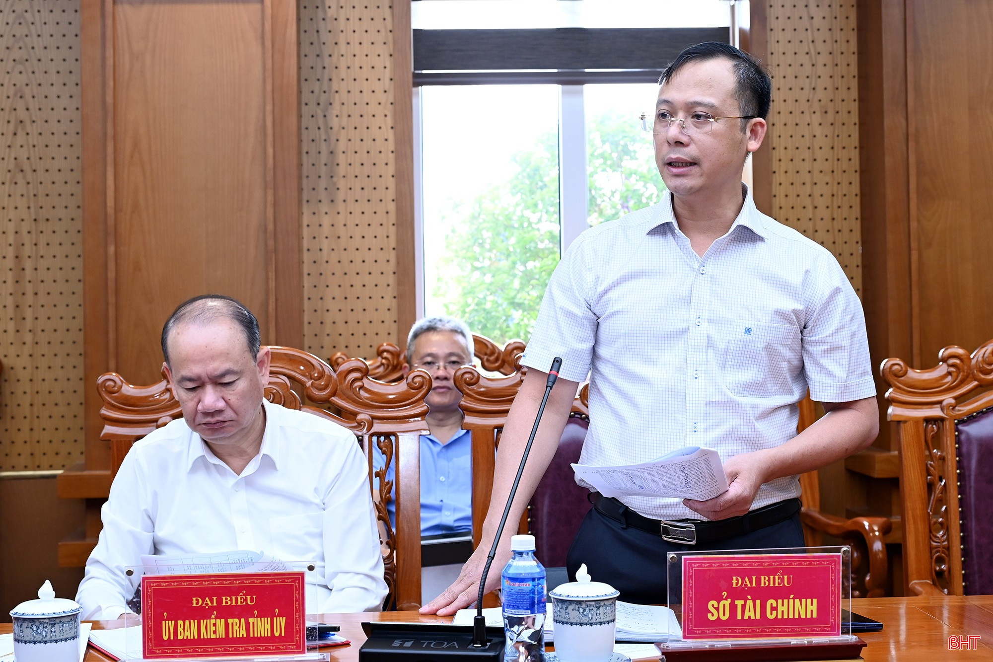 Đồng chí Hồ Đức Đàn - Phó Giám đốc Sở Tài chính phát biểu tại hội nghị.