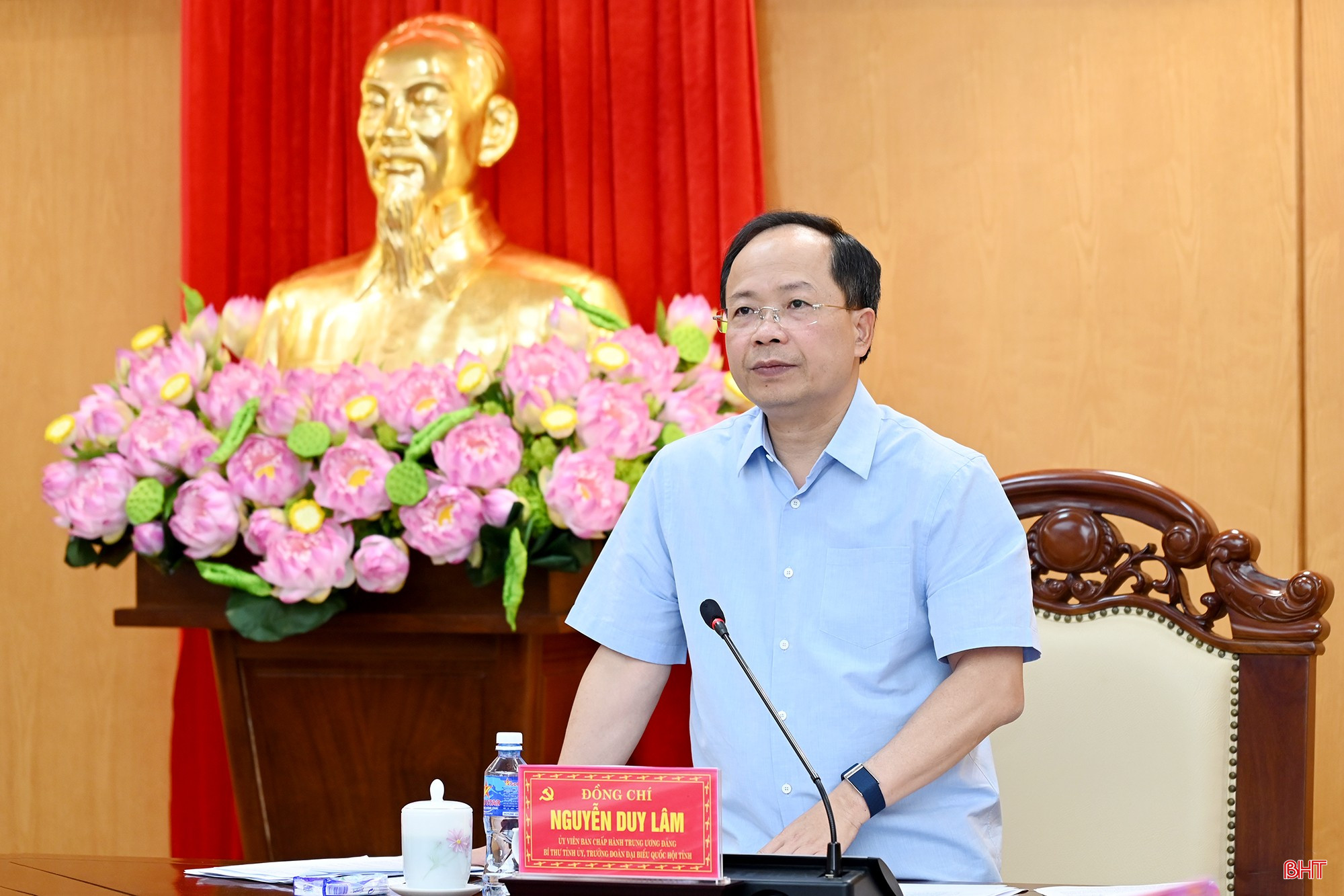 Đồng chí Nguyễn Duy Lâm - Ủy viên Trung ương Đảng, Bí thư Tỉnh ủy, Trưởng đoàn ĐBQH tỉnh chủ trì hội nghị Ban Thường vụ Tỉnh ủy Hà Tĩnh.