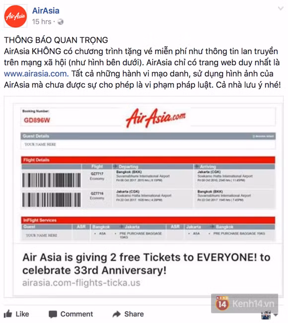 canh giac voi tro lua dao tang ve may bay tren mang xa hoi