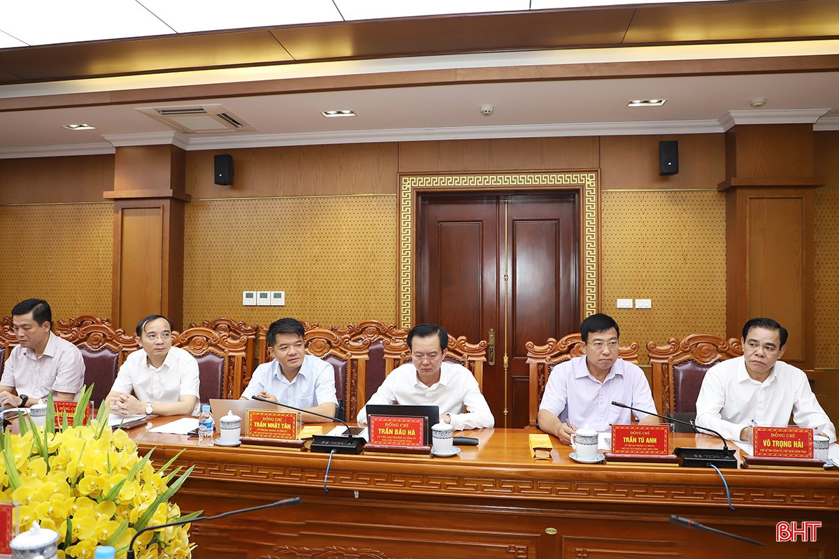 Các đồng chí lãnh đạo tỉnh tham dự cuộc họp.