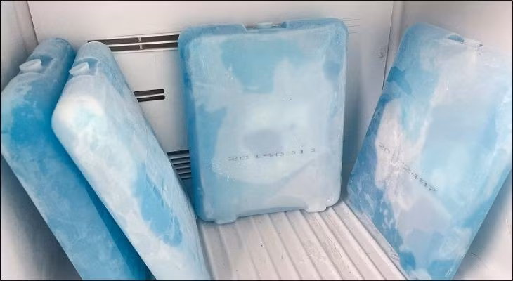 Đặt các hộp đá gel vào ngăn đá của tủ lạnh.