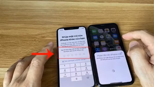 Nhập mật khẩu của iPhone cũ lên iPhone mới để xác thực