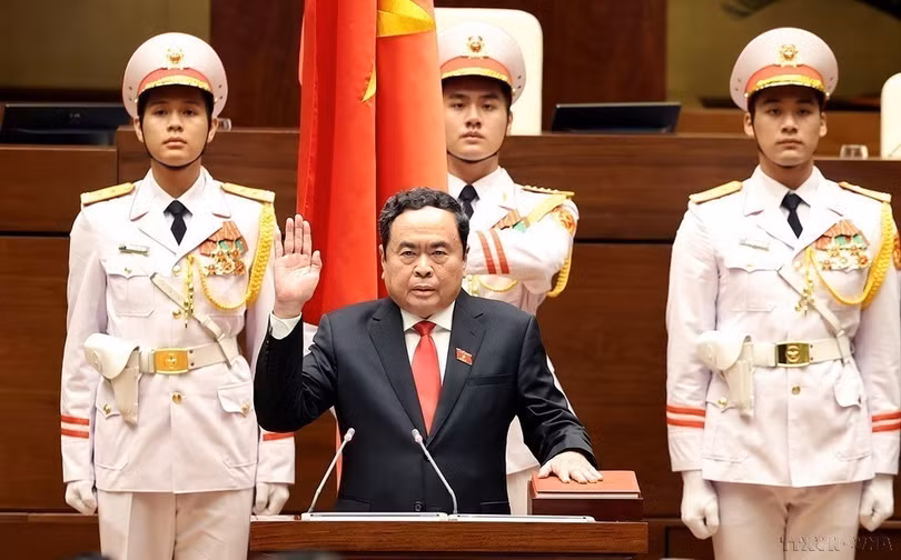 Ngày 20/5/2024, tại Kỳ họp thứ 7, Quốc hội đã bầu đồng chí Trần Thanh Mẫn, Ủy viên Bộ Chính trị, Phó Chủ tịch Thường trực Quốc hội giữ chức Chủ tịch Quốc hội nước Cộng hòa xã hội chủ nghĩa Việt Nam khóa XV, nhiệm kỳ 2021-2026. Ảnh: TTXVN)