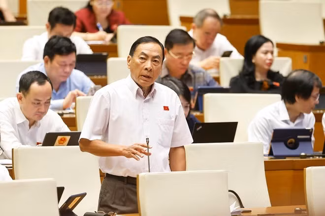 Đại biểu Quốc hội tỉnh Đồng Tháp Phạm Văn Hòa phát biểu. (Ảnh: TTXVN)