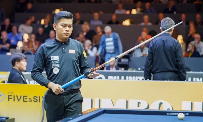 Cơ thủ Nguyễn Trần Thanh Tự tại World Cup ở Veghel ngày 25/10/2024. Ảnh: Ton Smilde