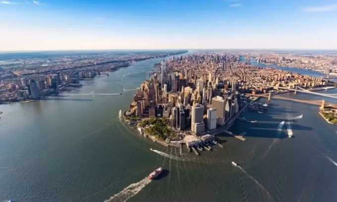 Khu vực Manhattan của New York và sông Hudson. Ảnh: Melpomenem