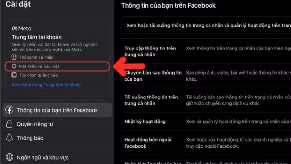 Mở Mật khẩu và bảo mật