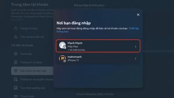 Chọn Tài khoản của bạn