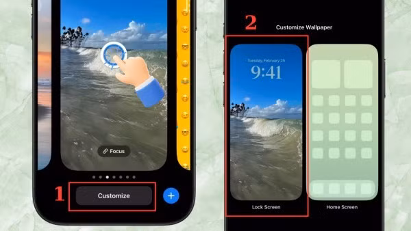 Chọn Customize > chọn Lock Screen