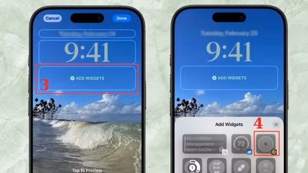 Nhấn ADD WIDGETS