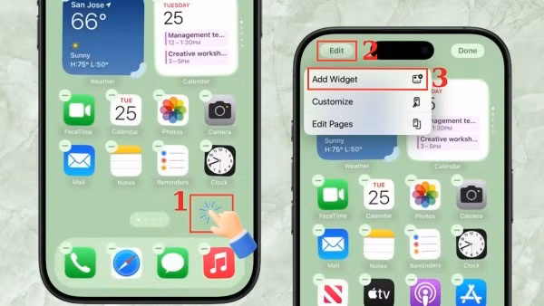 Chọn Add Widget