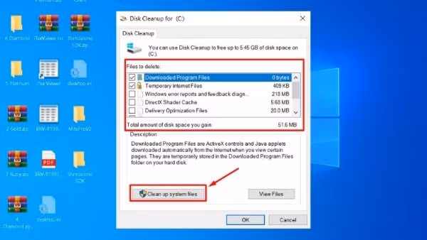 Chọn Clean up system files