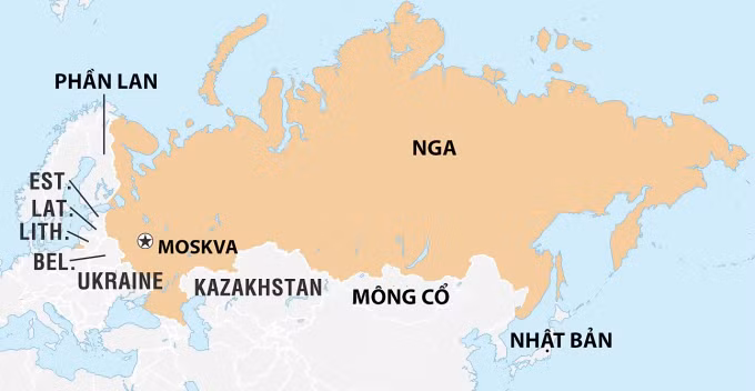 Vị trí Nga và các nước láng giềng. Đồ họa: Britannica