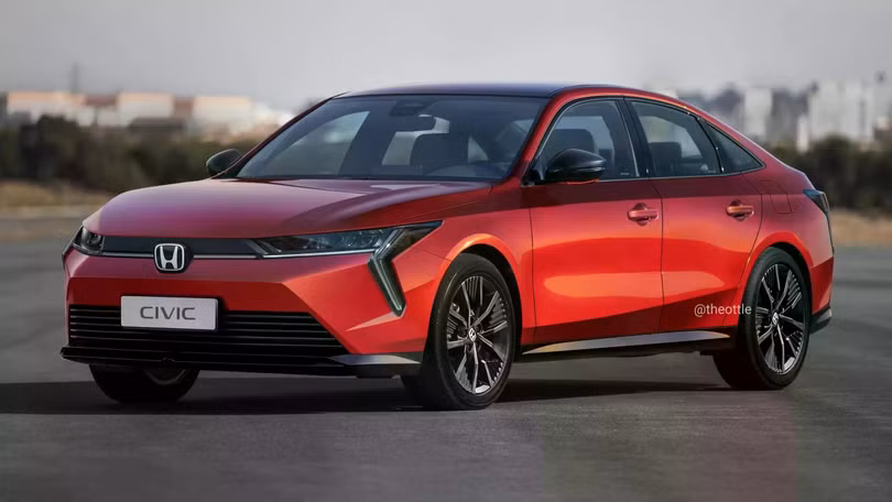 Honda Civic thế hệ mới trông sắc sảo hơn. Ảnh:Illustrations Theophilus Chin.