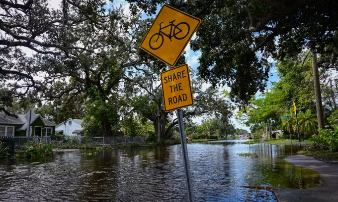 Khu phố bị ngập nước ở Tampa, Florida hôm 11/10. Ảnh: AFP