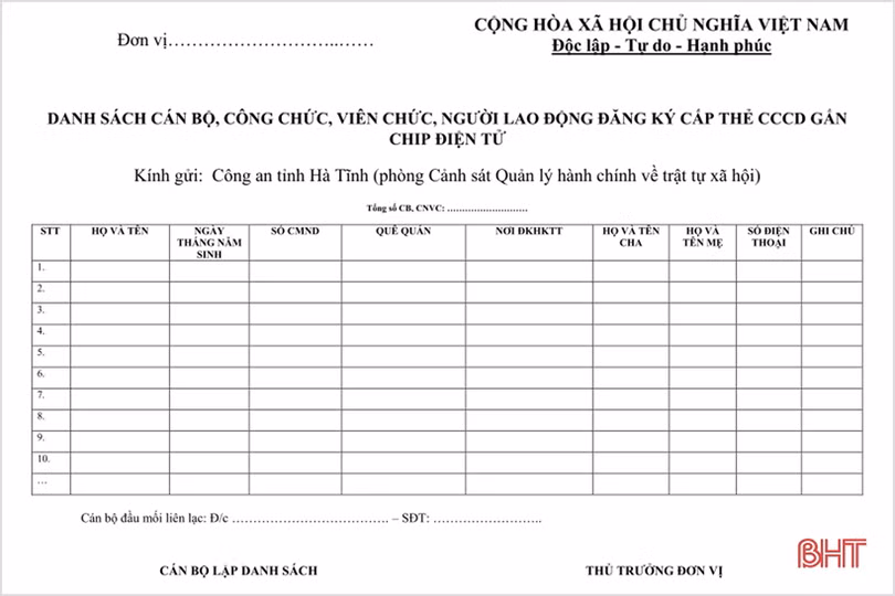 Hà Tĩnh triển khai thu nhận hồ sơ cấp thẻ căn cước công dân từ 1/1/2021