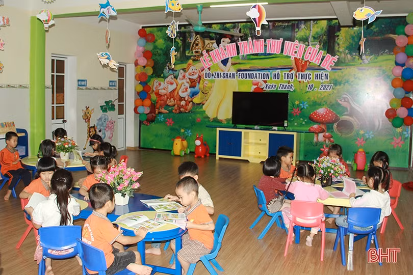 Trường mầm non đầu tiên ở Nghi Xuân có thư viện đồ chơi
