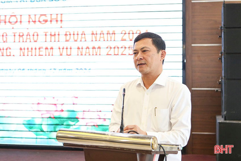 Phó Chủ tịch UBND tỉnh Hà Tĩnh Lê Ngọc Châu phát biểu tại hội nghị.