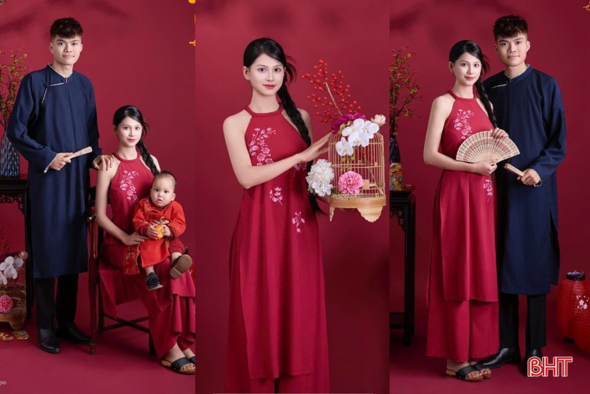Gia đình chị Trần Hoài Thương đặt lịch chụp ảnh phong cách tết xưa từ đầu tháng 12 âm lịch.