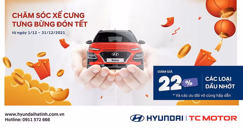 Hyundai Hà Tĩnh ưu đãi dịch vụ tháng 12 “Chăm sóc xế cưng - tưng bừng đón tết”