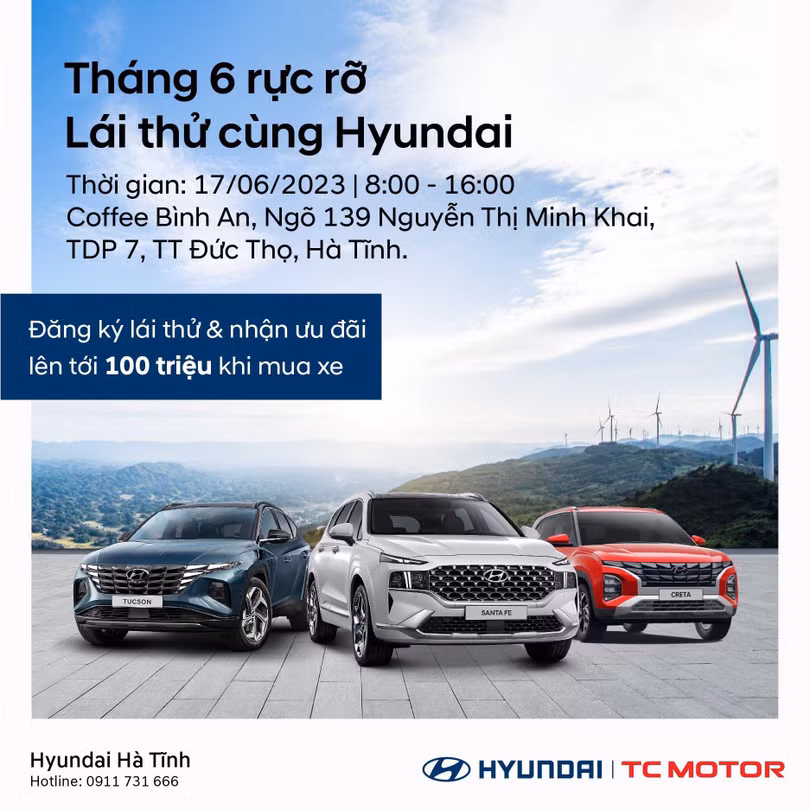 Lái thử xe Hyundai tại thị trấn Đức Thọ