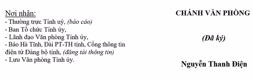 Văn phòng Tỉnh ủy Hà Tĩnh tuyển dụng 02 công chức