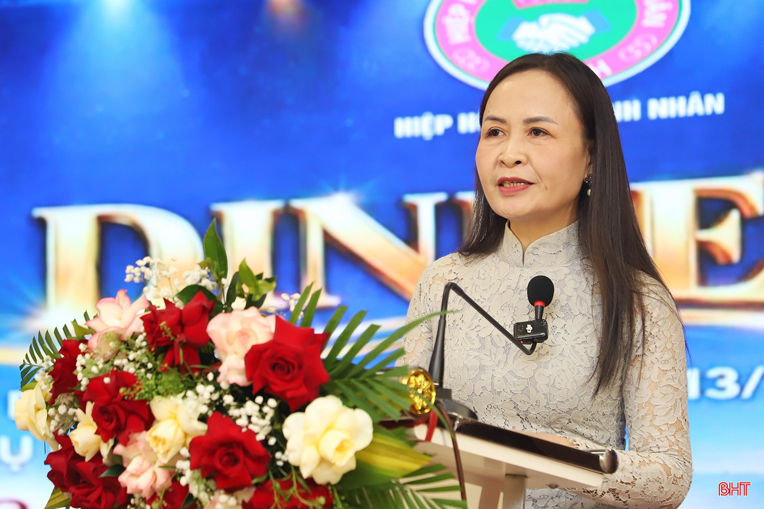 Bà Nguyễn Thị Lệ Hà - Chủ tịch Hội Liên hiệp Phụ nữ tỉnh phát biểu tại chương trình.